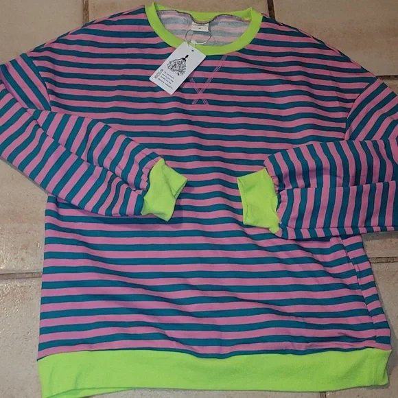 Oversized Striped Neon Sweater - Picture 9 of 14